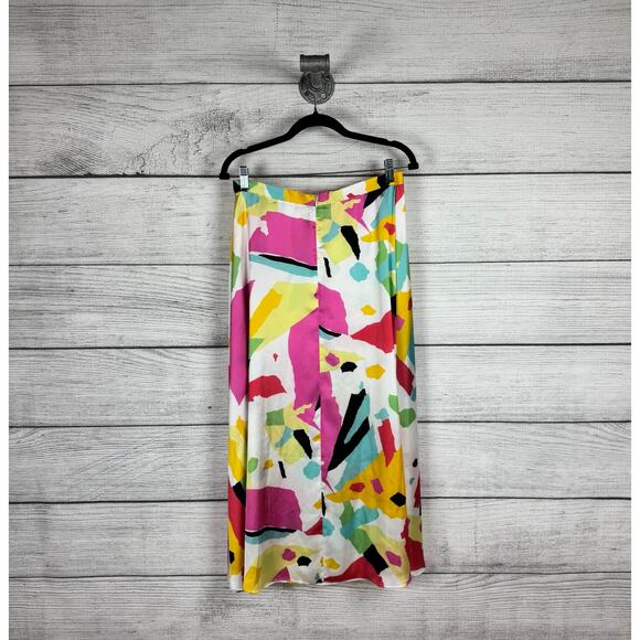 Roses Are Red Women's Colorful Satin Printed Lightweight Midi Skirt Size Large - Picture 4 of 11